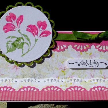 Pink and green easel card