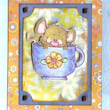 Mouse in a teacup - card