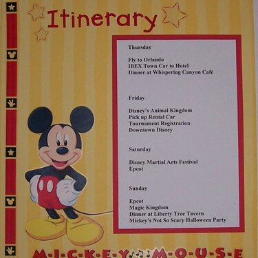 Disney World Itinerary