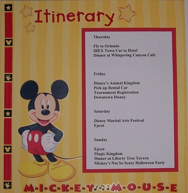 Disney World Itinerary