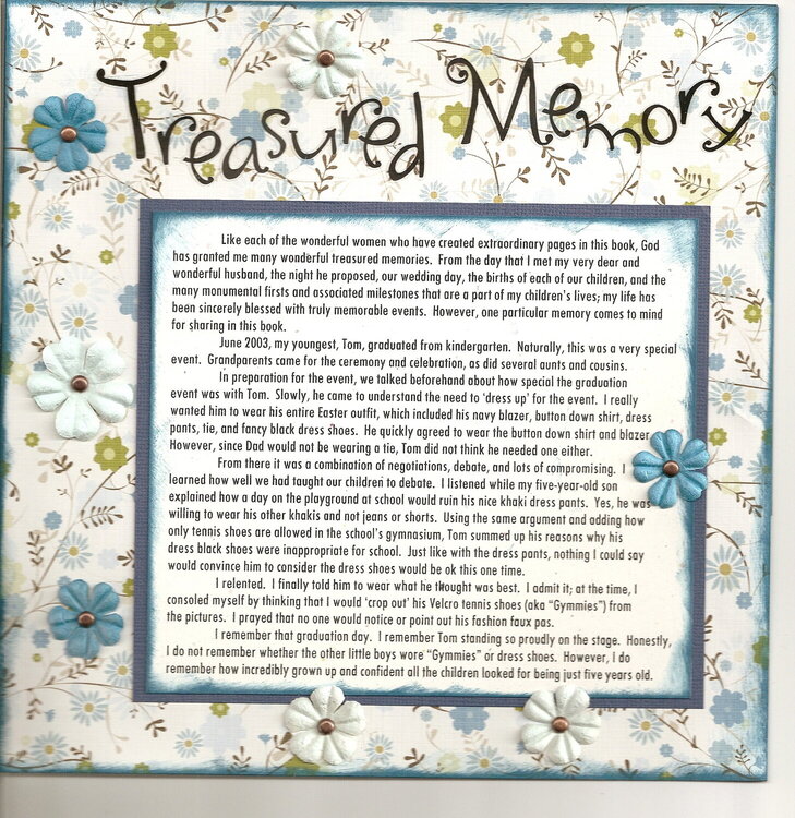 Treasured Memory Page 1 of 2 page layout
