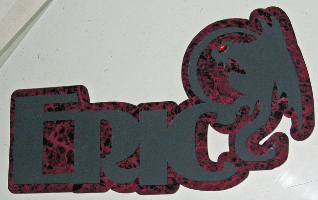 Melded &quot;Eric&quot; Name Title in &quot;Wine Marble&quot; Stellar High-Gloss Marble, 12 pt Cover weight Cardstock and Black Touche 110# Cover w/