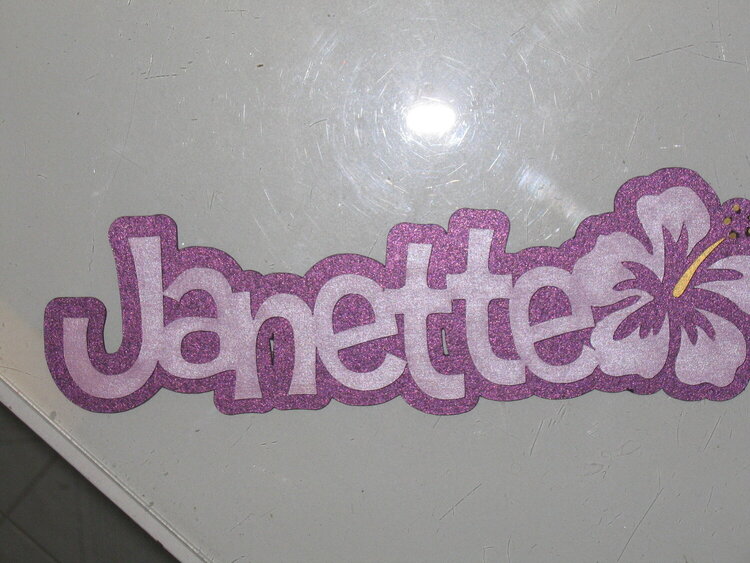 Janette Name Title in Sparkling Merlot Royal Metallics 86# Cover Cardstock and a brushed pink Metallic Papers