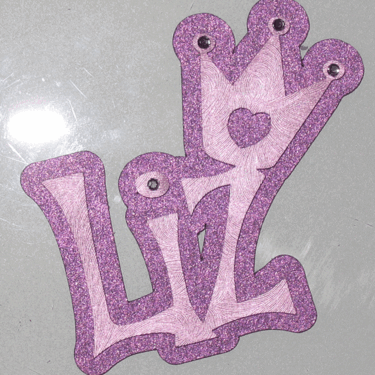 Melded Liz&quot; Name Title in &quot;Sparkling Merlot&quot; 86# Cover Royal Metallics Cardstock and a brushed pink metallic with Preciosa cryst