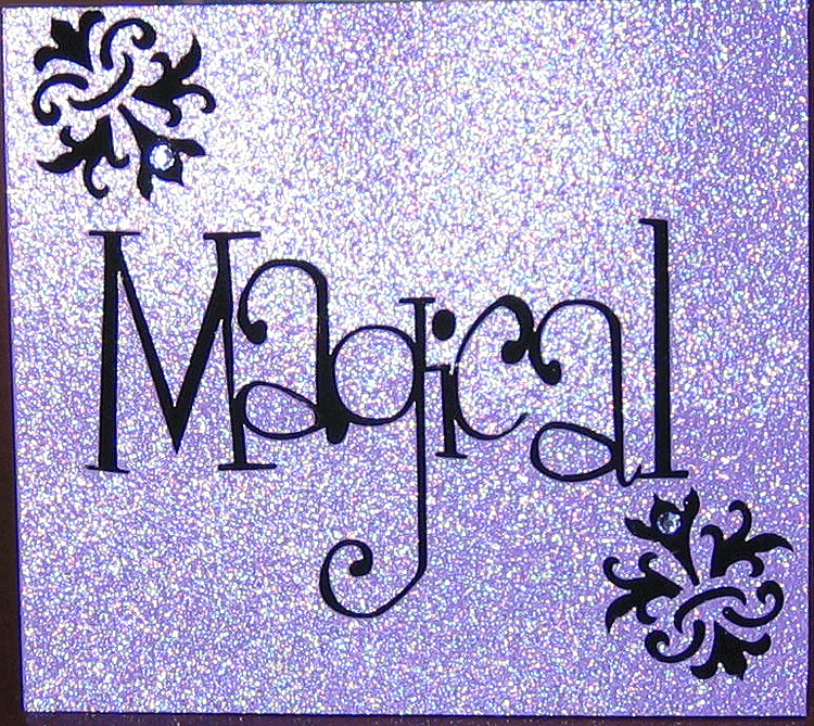 Reverse Cut - &quot;Magical&quot; Title in Doodlebug&#039;s Sugar-Coated Cardstock in Lilac