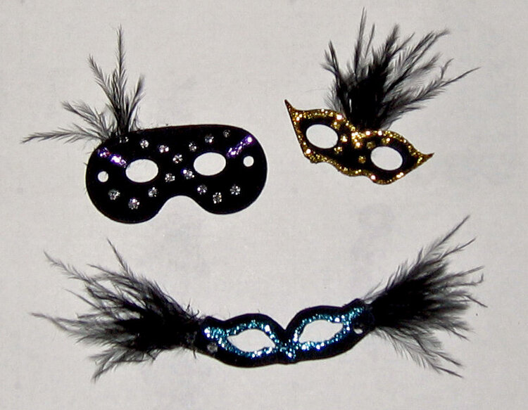 Hand Embellished Feathered, Glittered Masquerade Mask Embellishments