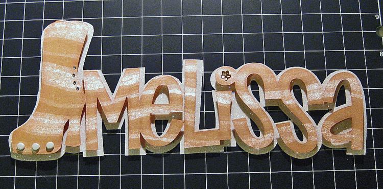 Melissa Name Title in &quot;Orange Girl&quot; GMUND Vibe Wave, 113# Cover weight Cardstock and Doodlebugs &quot;Lily White&quot; Sugar-Coated 110# C