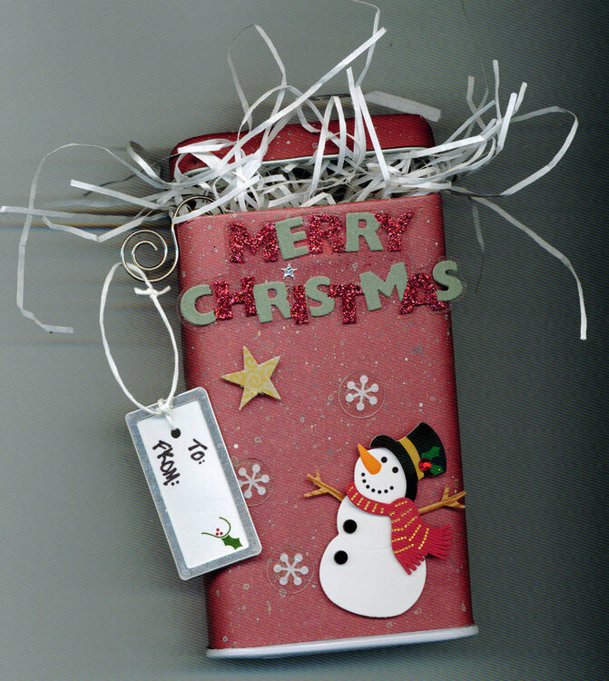 Snowman Christmas Altered Tin Container
