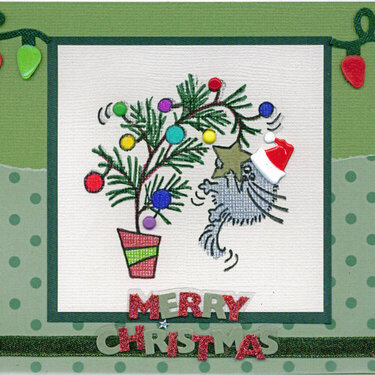 Fluffles Kitty Merry Christmas Card