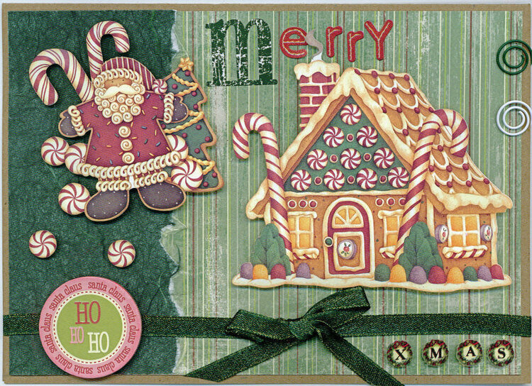 Santa Gingerbread House Christmas Card
