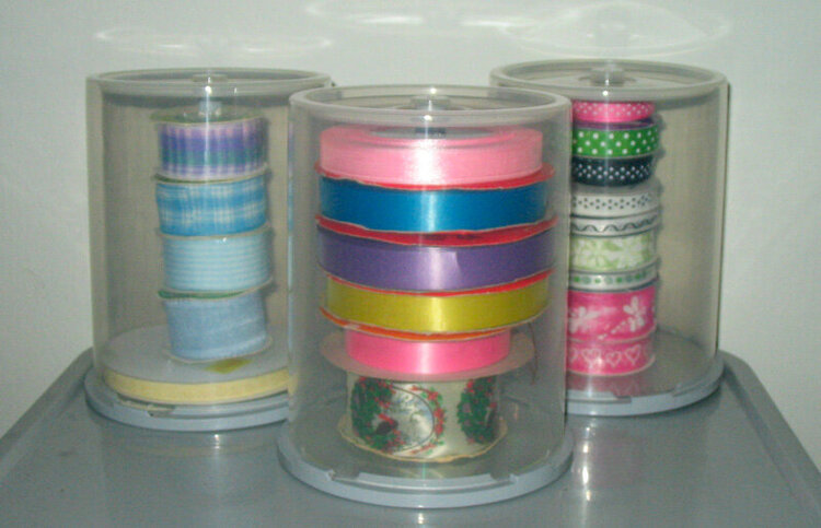 Some of my ribbons - in CD holder