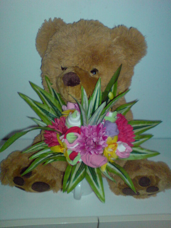 Sock bouquet and bear