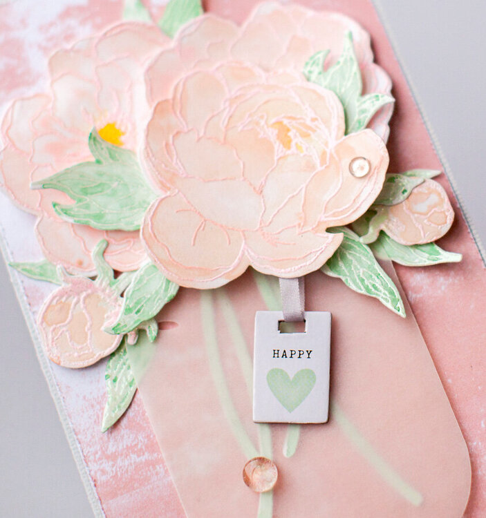 Greeting card with peonies