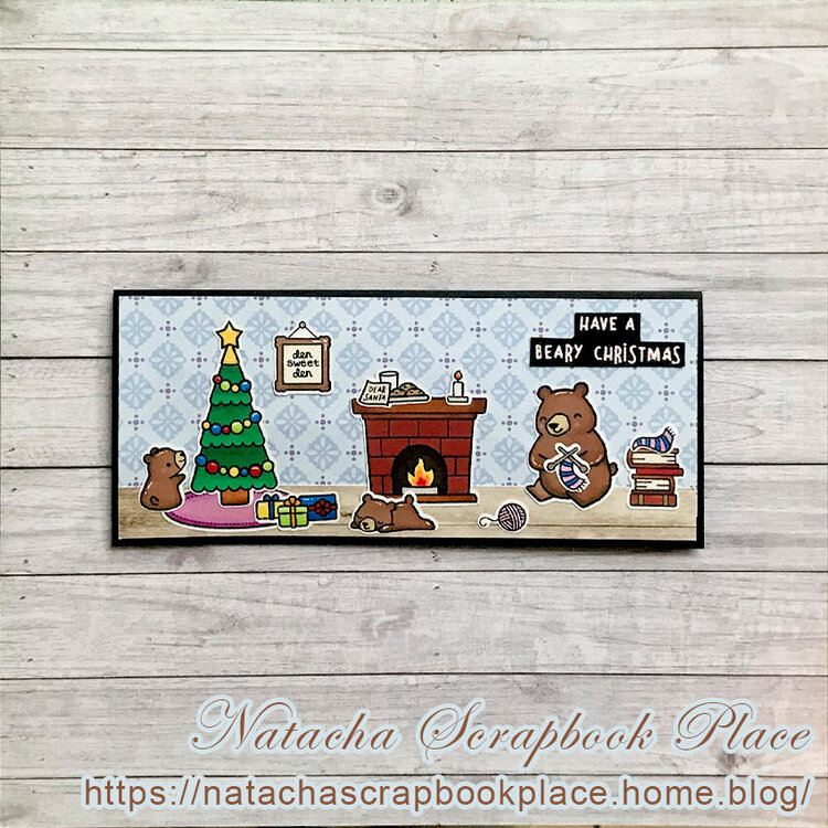 Chritmas card - Lawn Fawn stamps - Den sweet den + Chritmas dreams