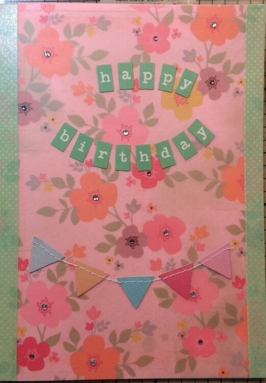Birthday banner floral card