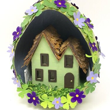 Miniature Irish Cottage decorated for St. Patrick's Day
