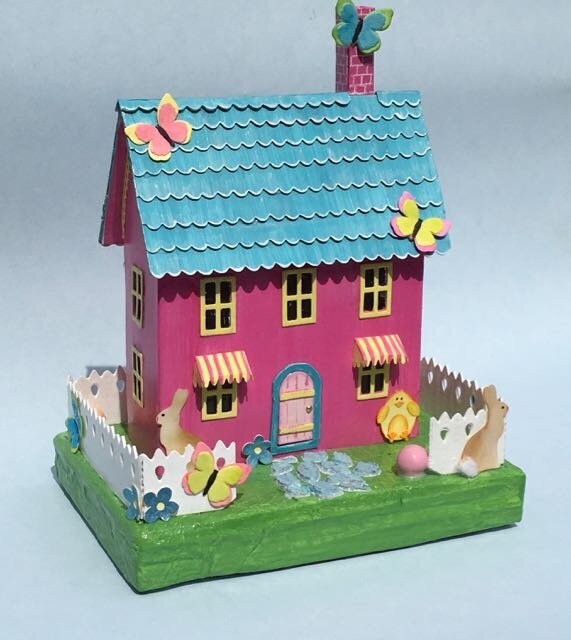 Pastel Easter House - Bunnies and Butterflies