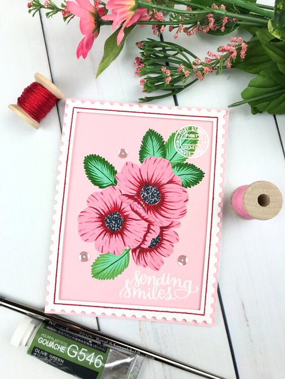 Waffle Flower Wild Roses Card