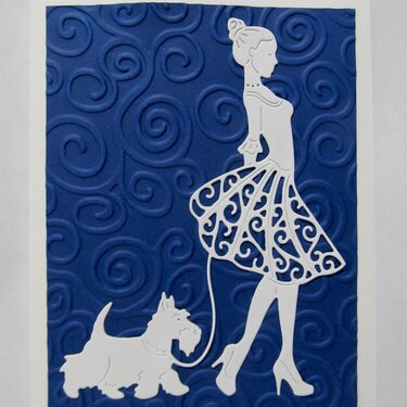 Tattered Lace girl with Westie die cut