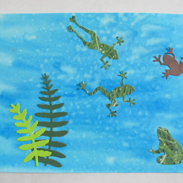 Frogs diving into the blue