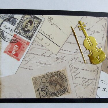 Vintage postcard and violin