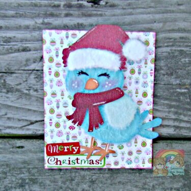 Blue Birdie Christmas Card