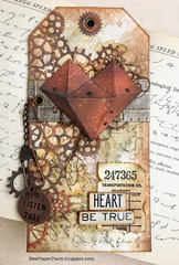 Rusty Tim Holtz Steampunk Geometric Heart Be True Tag