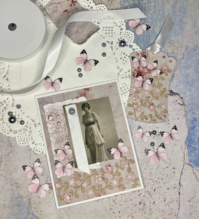 Vintage Lady Card and Tag - February 2/4/1 Challenge