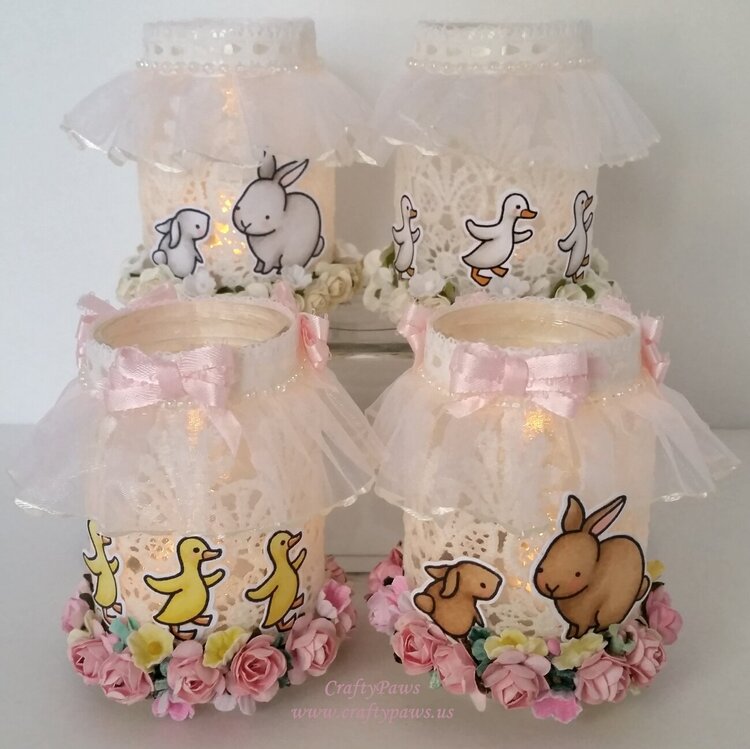 Upcycled Baby Food Jar Votive Holders for Easter Table