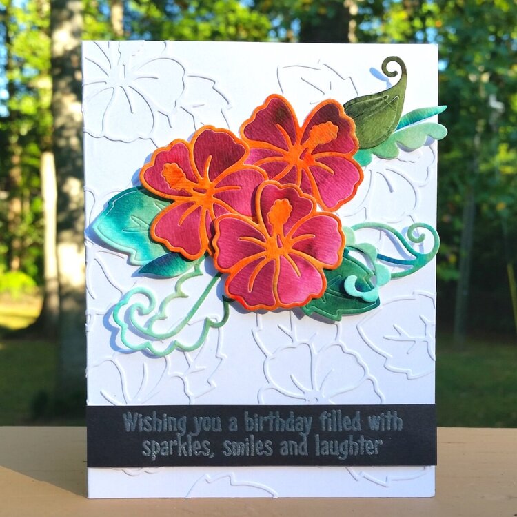 Watercolored and Faux Embossed Card