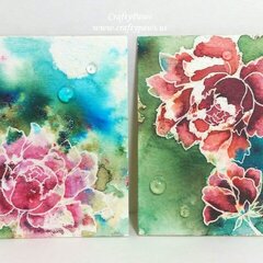 Emboss Resist Watercolored ATCs