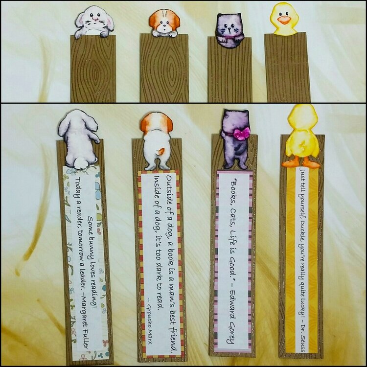 Watercolor Stamped Critters for Bookmarks