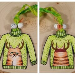Front and Back Ugly Sweater Christmas Ornament - Grumpy Cat
