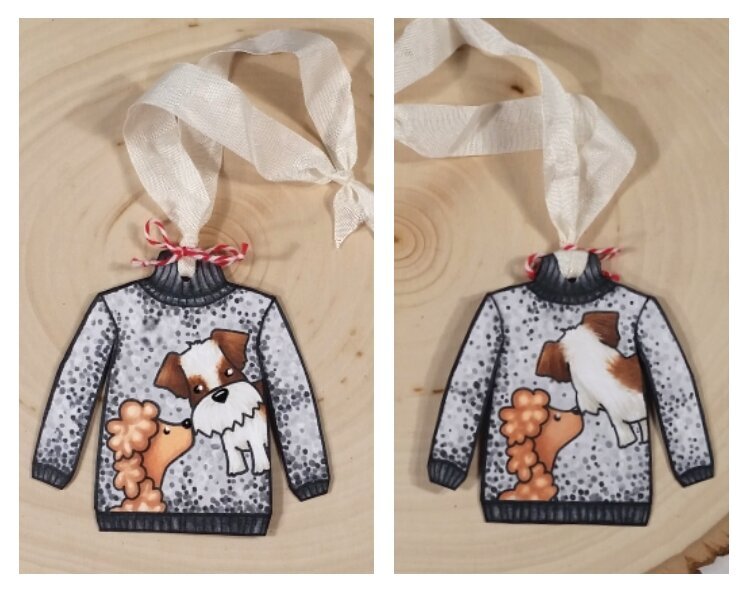 Puppy Love Front and Back Ugly/Cute Sweater Ornaments