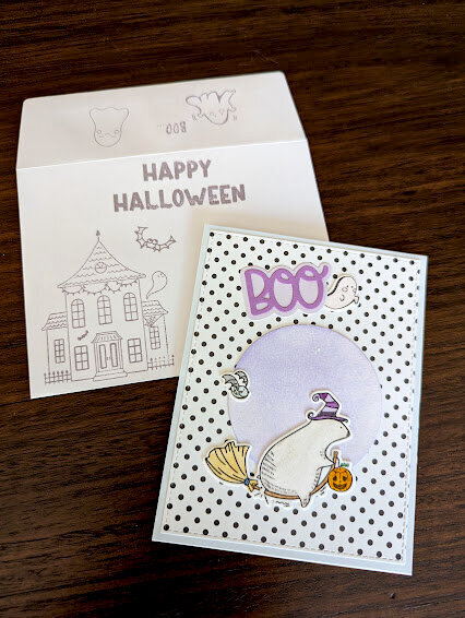 WF Big Bear and bird Halloween card