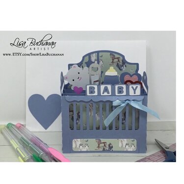 Card - Popup - Crib in Blue