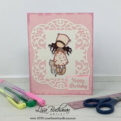 Card - Happy Birthday - Gorjuss Girl with Kitty