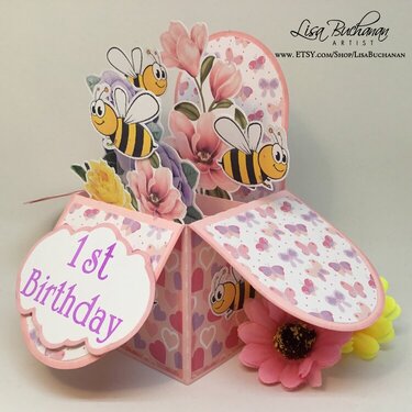 Card - PopUp Box - 1st Birthday w/HoneyBees