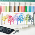 Rainbow trees slimline card