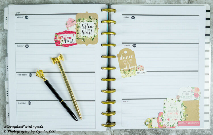 Scrapbook Stickers and Die Cuts on a Planner Spread