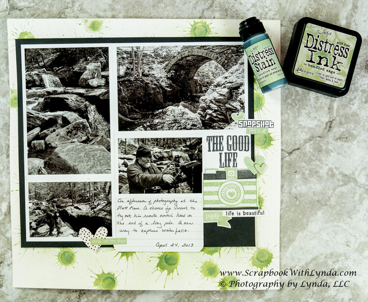 Scrapbook Layout Background Using Distress Stain and Ink