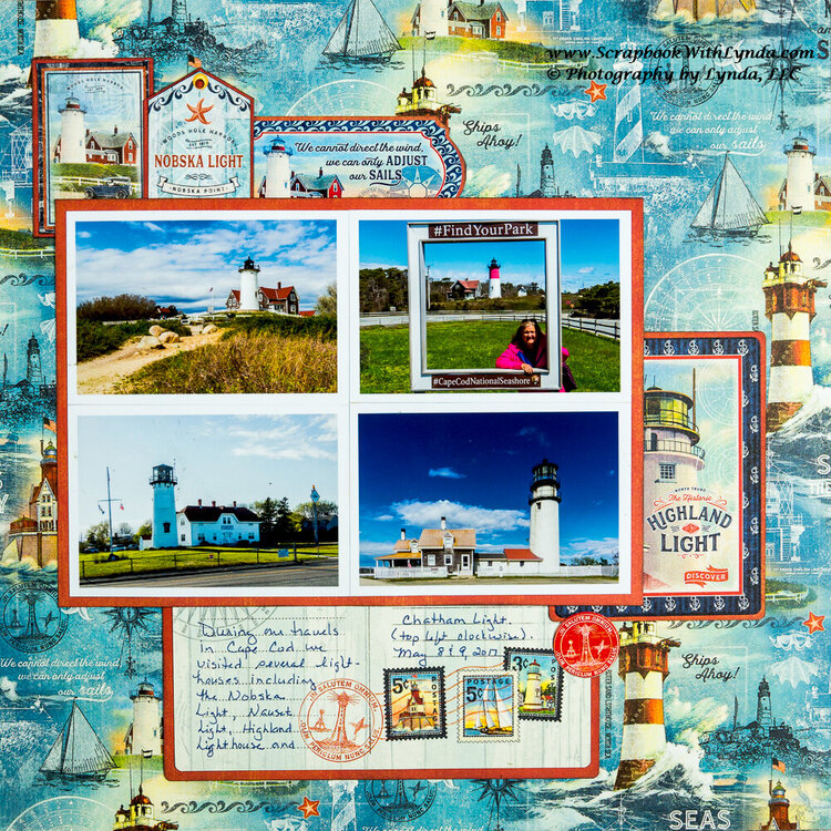 Lighthouse Scrapbook Layout with Graphic 45