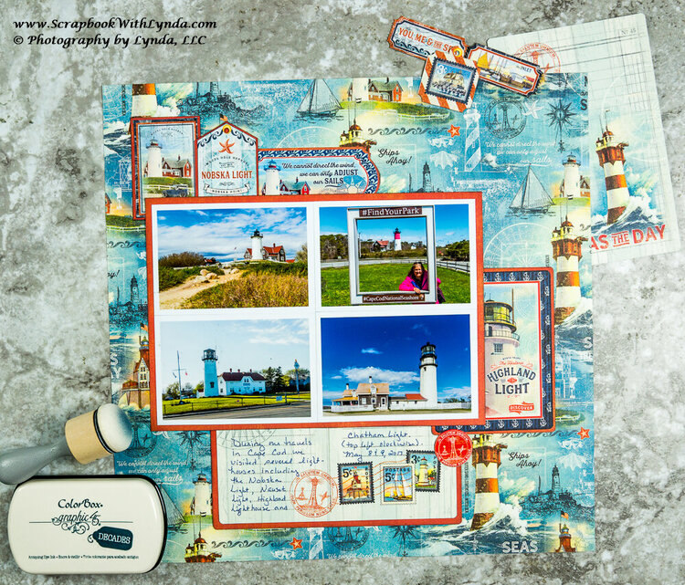 Lighthouse Scrapbook Layout with Graphic 45