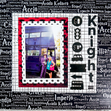 Harry Potter Knight Bus Scrapbook Layout with Altered Embellishments