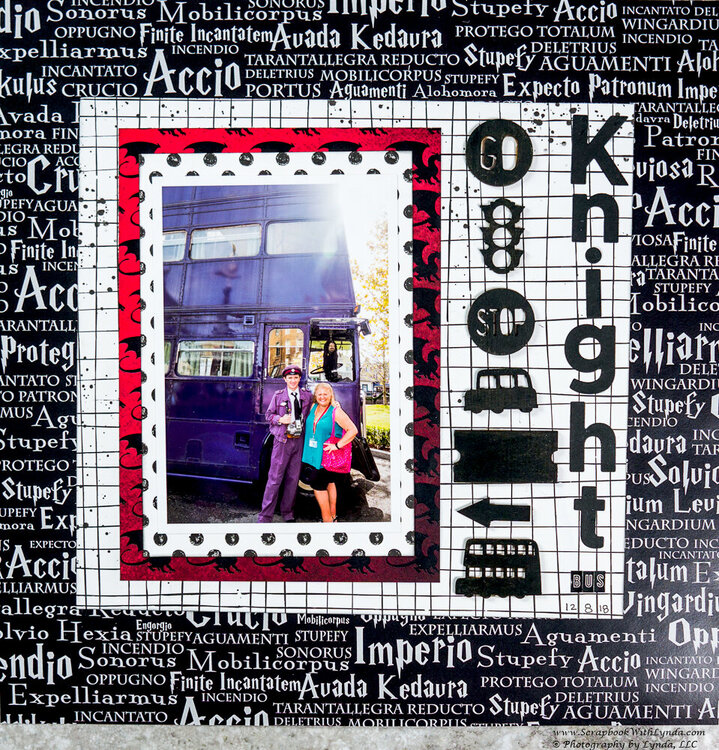 Harry Potter Knight Bus Scrapbook Layout with Altered Embellishments