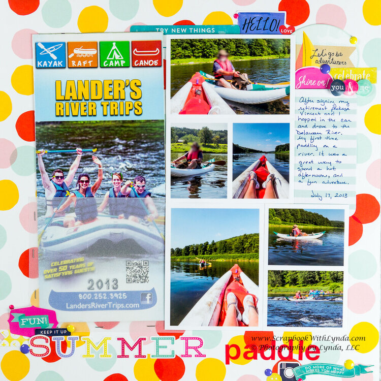 Summer Paddle Scrapbook Layout - How to add a brochure to a layout