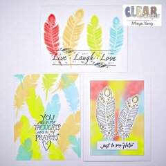 1 Feathers Stencil 3 Cards