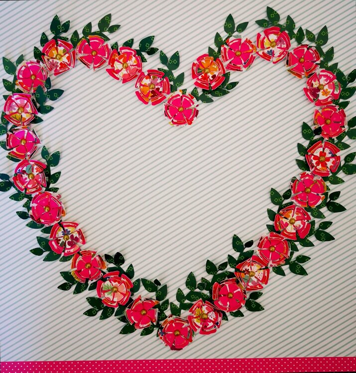 Heart Wreath using PaperPassionPosh Flower cut file