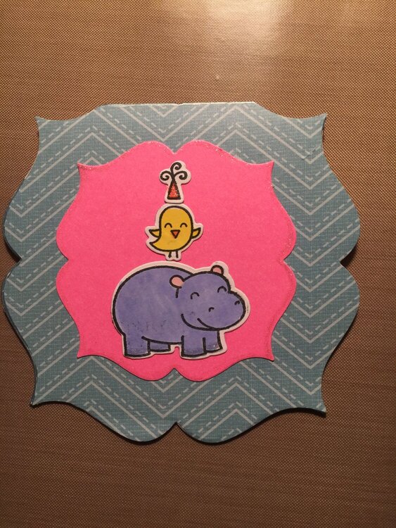 Hippo Birdie Birthday Card (Outside)