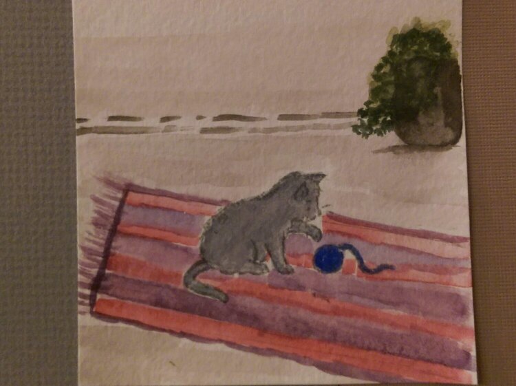 Create a scene watercolor...kitty
